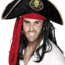 Smiffys Book Characters Pirate Hat With Red/Gold Trim