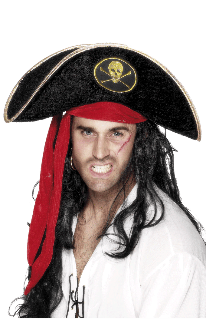 Smiffys Book Characters Pirate Hat With Red/Gold Trim 1 Smiffys Book Characters Pirate Hat With Red/Gold Trim