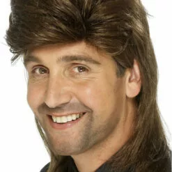 Smiffys All Decades /Era Costumes Jason Mullet Brown Wig