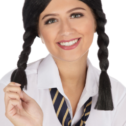 Bristol Novelty Cheerleaders Goth School Girl Plait Wig