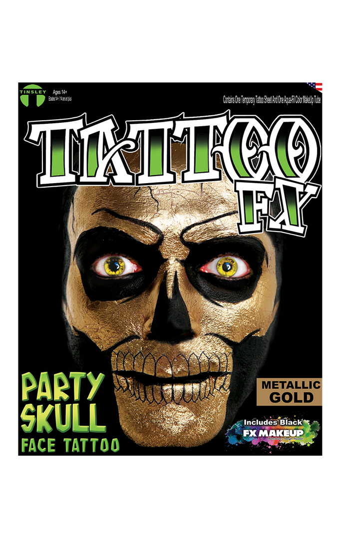 Tinsley Transfers Festivals Gold Foil Party Skull 1 Tinsley Transfers Festivals Gold Foil Party Skull
