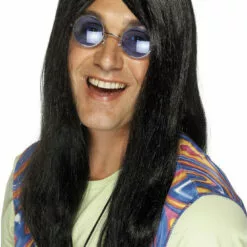 Smiffys 60s Hippie Black Wig All Decades /Era Costumes