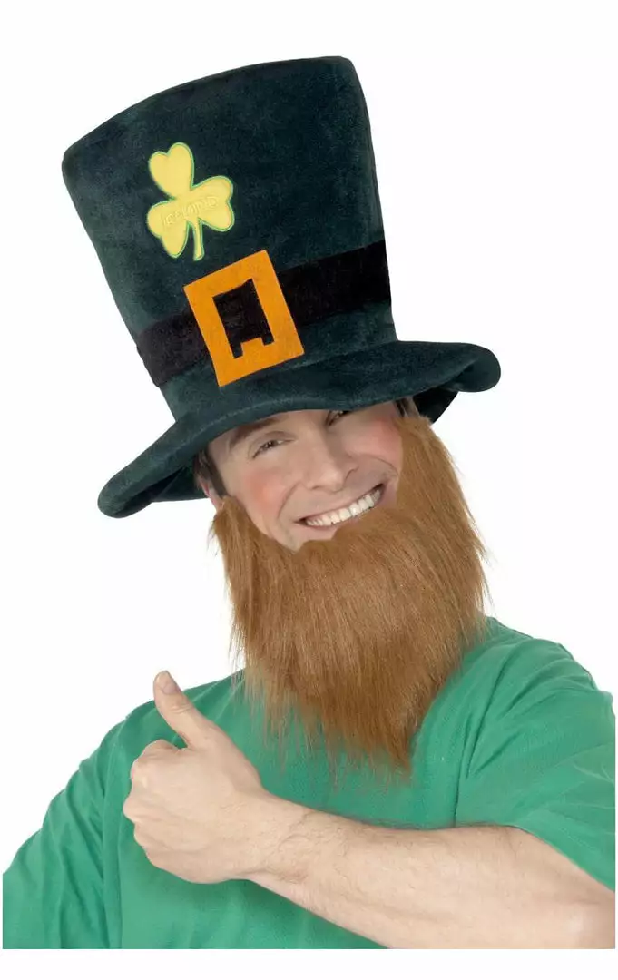 Smiffys Around The World Adult Irish Leprechaun Hat & Beard 2 Smiffys Around The World Adult Irish Leprechaun Hat & Beard