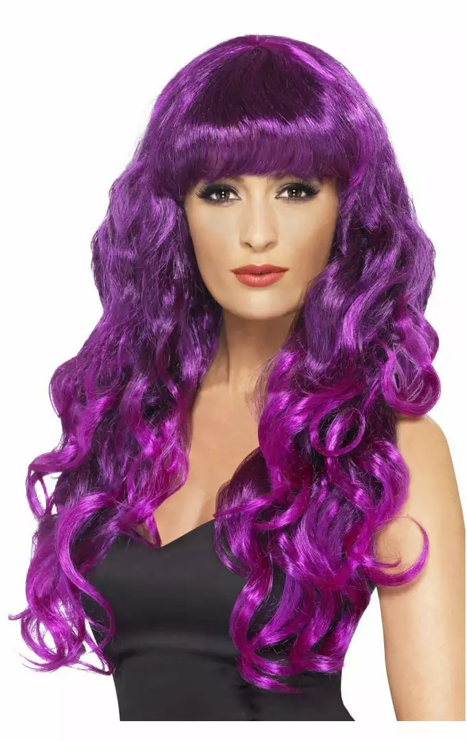 Smiffys Siren Long Curly Purple Wig 1 Smiffys Siren Long Curly Purple Wig
