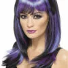 Smiffys Halloween Black & Purple Bob Wig