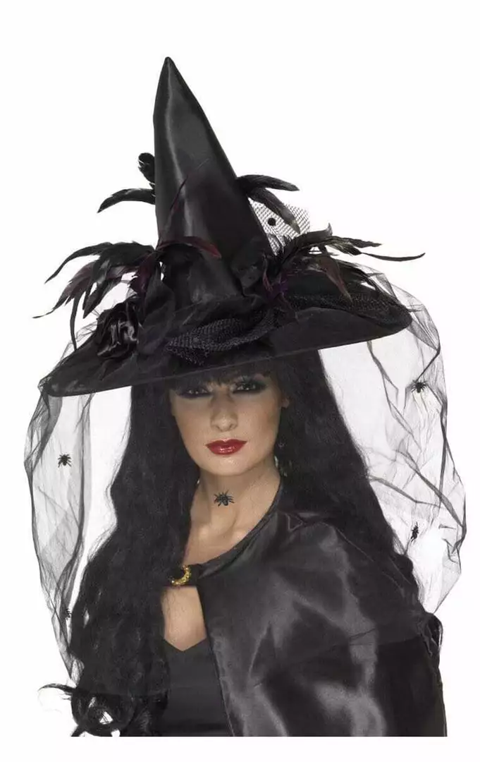 Smiffys Black Magic Witch Hat With Veil 1 Smiffys Black Magic Witch Hat With Veil