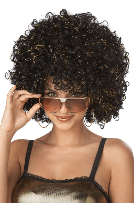 California Costumes 1960's Glitter Afro Black & Gold Wig