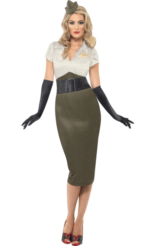 Smiffys Womens 1940s Army Girl Costume 1 Smiffys Womens 1940s Army Girl Costume
