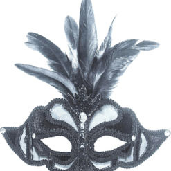 Bristol Novelty Black Glitter Feathered Facepiece