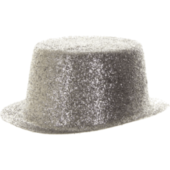 Bristol Novelty Silver Glittery Top Hat