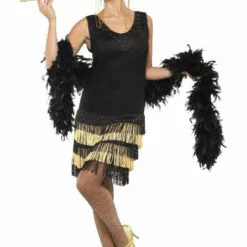 Smiffys Golden Fringe Flapper Dress All Decades /Era Costumes