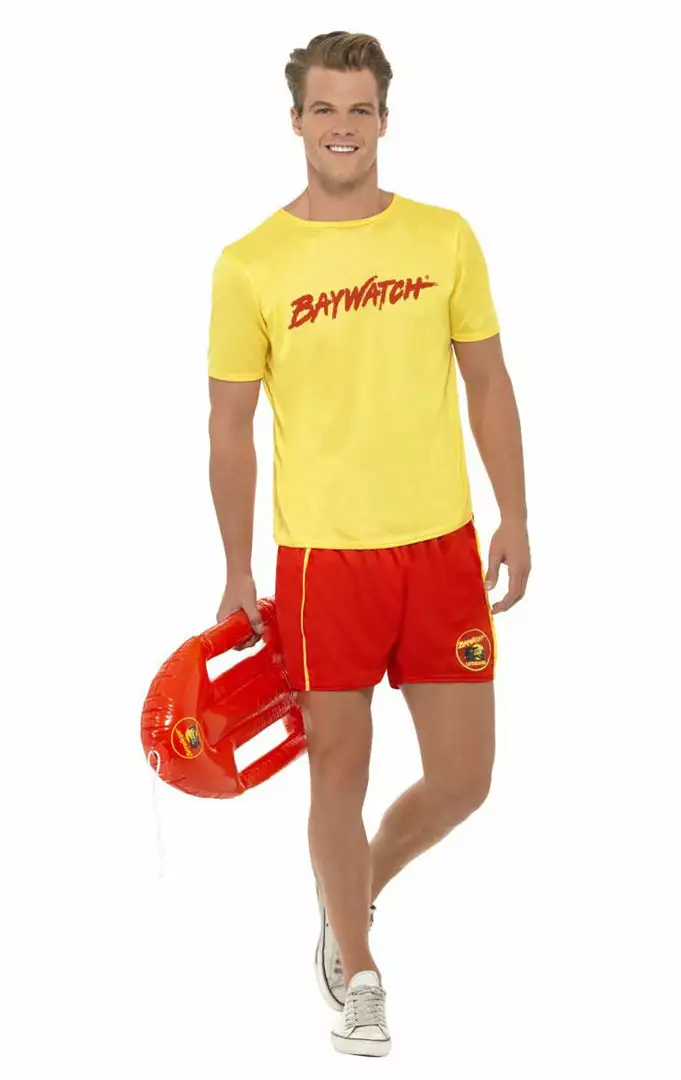 Smiffys Mens Baywatch Tee Costume TV 1 Smiffys Mens Baywatch Tee Costume TV