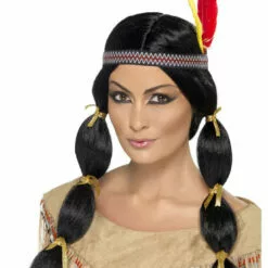 Smiffys Around The World Native American Black Wig