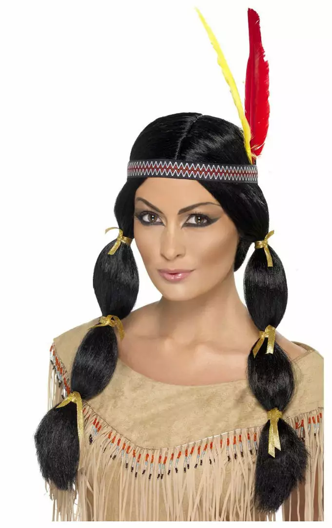 Smiffys Around The World Native American Black Wig 1 Smiffys Around The World Native American Black Wig