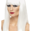 Smiffys Long White Wig With Fringe Halloween