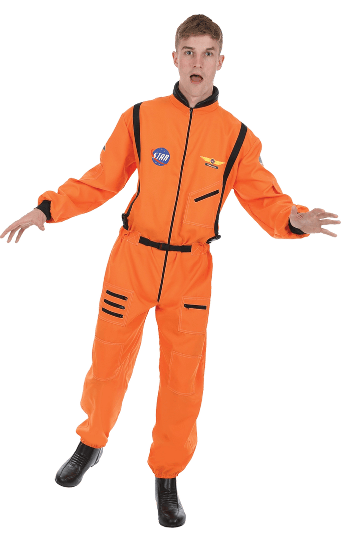 Orion Costumes American / USA Mens Orange Astronaut Costume 1 Orion Costumes American / USA Mens Orange Astronaut Costume