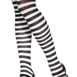 Smiffys Black & White Striped Stockings Clowns
