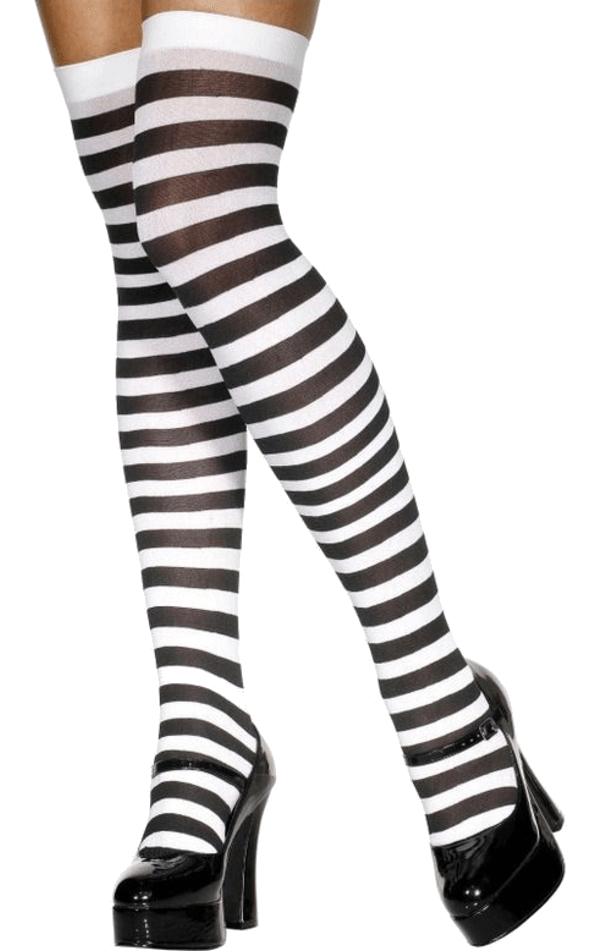 Smiffys Black & White Striped Stockings Clowns 1 Smiffys Black & White Striped Stockings Clowns