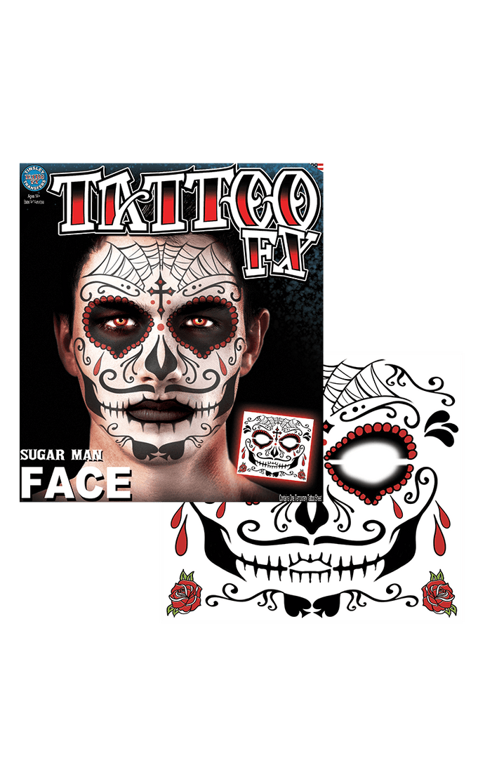 Tinsley Transfers Day Of The Dead Face Tattoo 1 Tinsley Transfers Day Of The Dead Face Tattoo