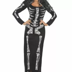 Smiffys Womens Skeleton Maxi Dress Costume Costumes Under £20