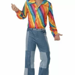 Smiffys Mens 70s Rainbow Coloured Shirt Costumes Under £20