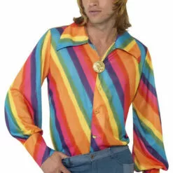 Smiffys Mens 70s Rainbow Coloured Shirt Costumes Under £20