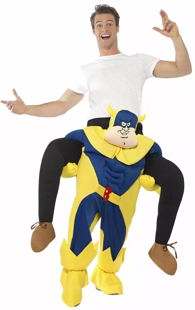 Smiffys Adult Bananaman Piggy Back Costume Novelty 1 Smiffys Adult Bananaman Piggy Back Costume Novelty