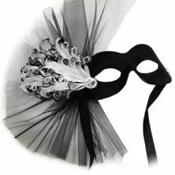 Generic All Accessories Black & White Masquerade Facepiece
