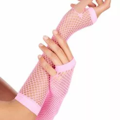 Generic Raves Neon Pink Fishnet Gloves
