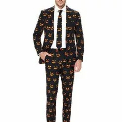 OppoSuits Mens Black-O-Jack Pumpkin Opposuit Suit